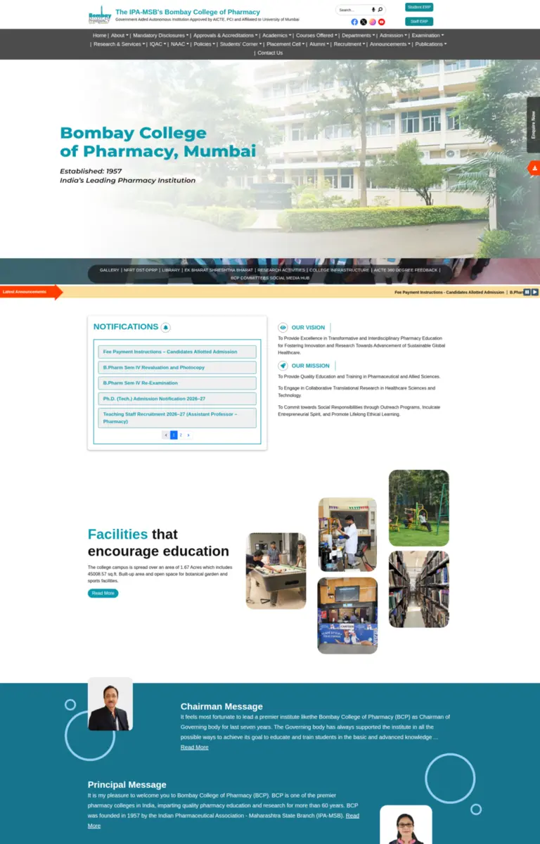 Bombay College of Pharmacy — Education Website